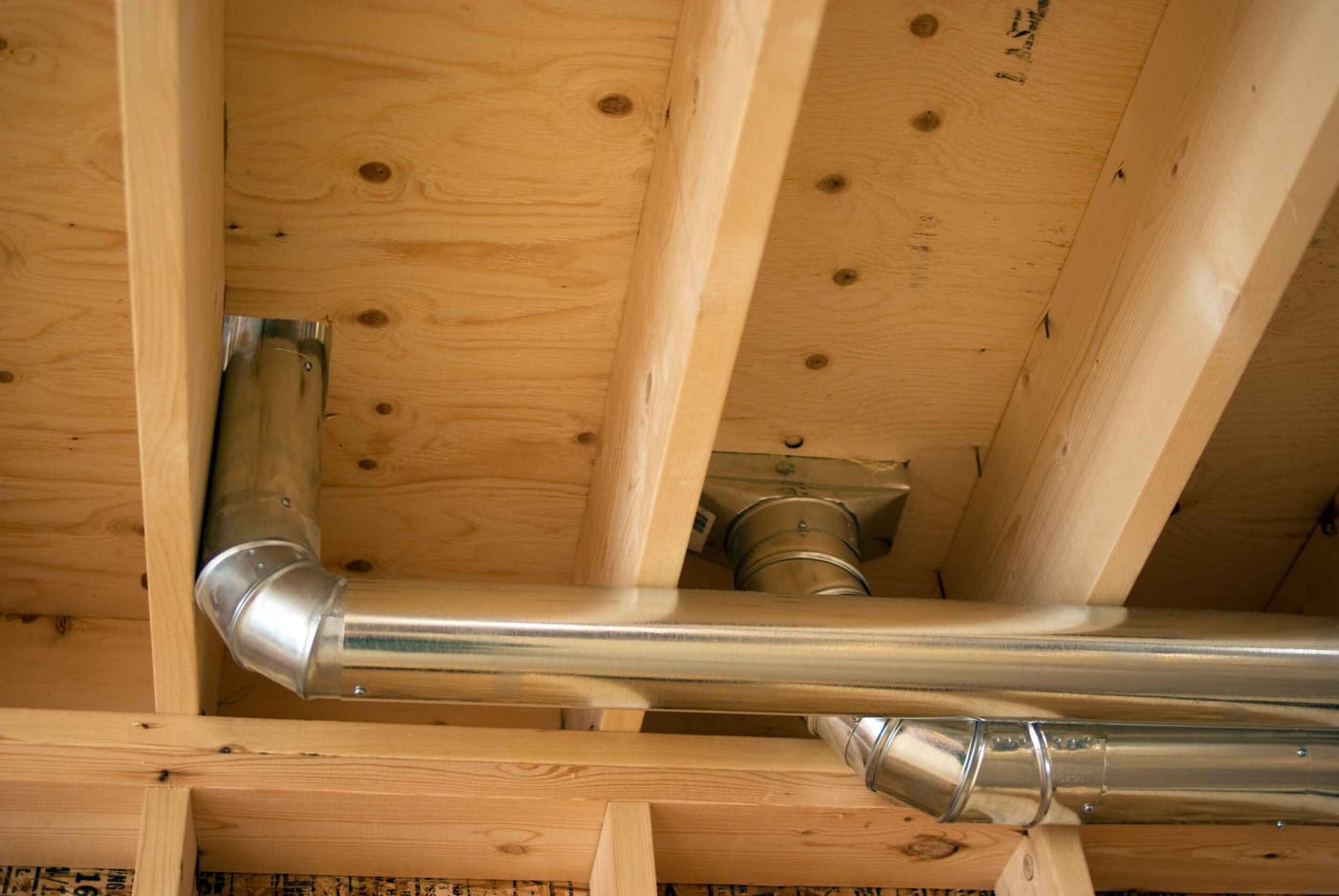 Ductwork run through a home attic