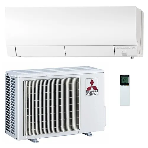 Ductless mini split head mounted on an interior wall