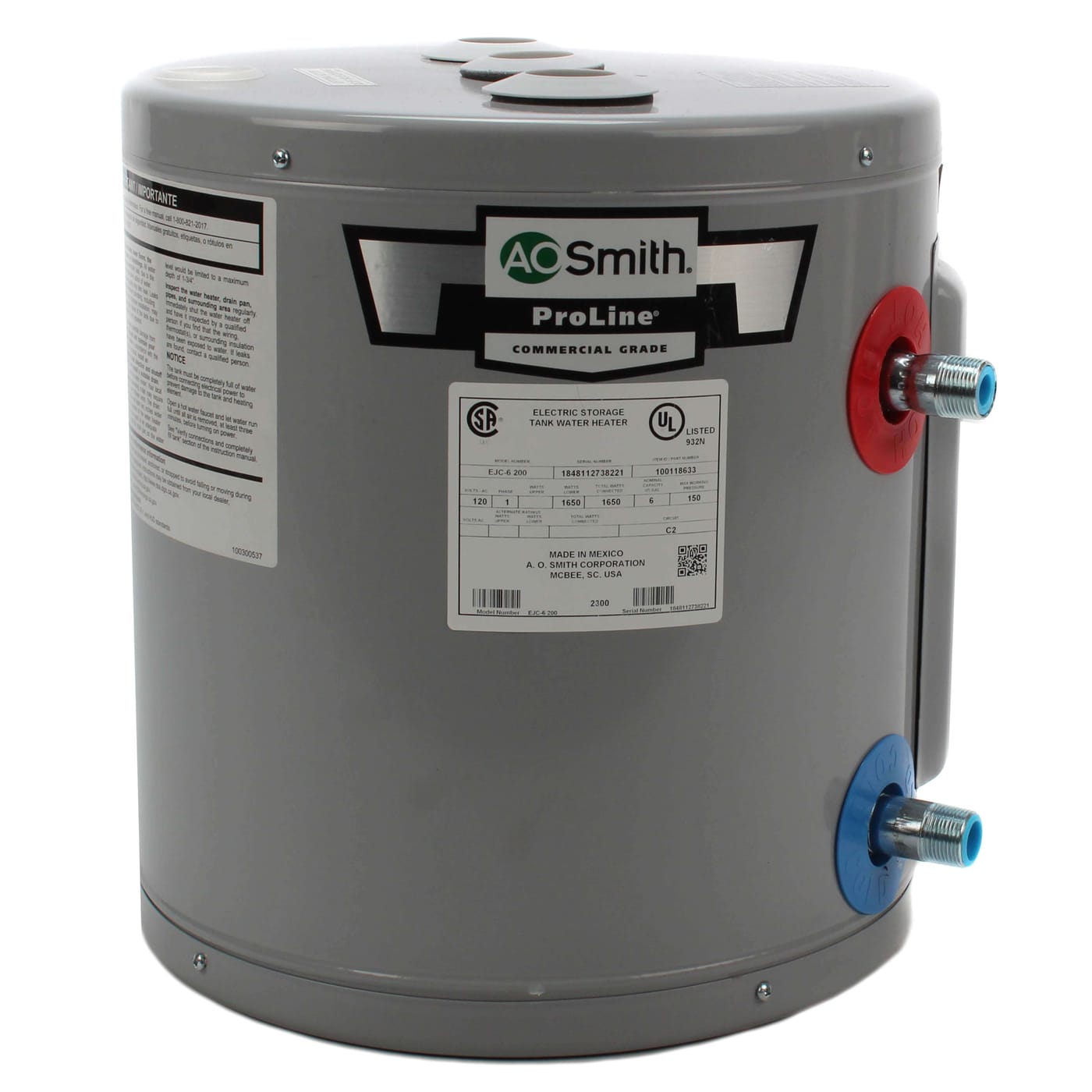 Technician servicing a hot water tank